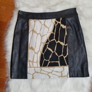 Rachel Zoe Black with Giraffe Print Skirt